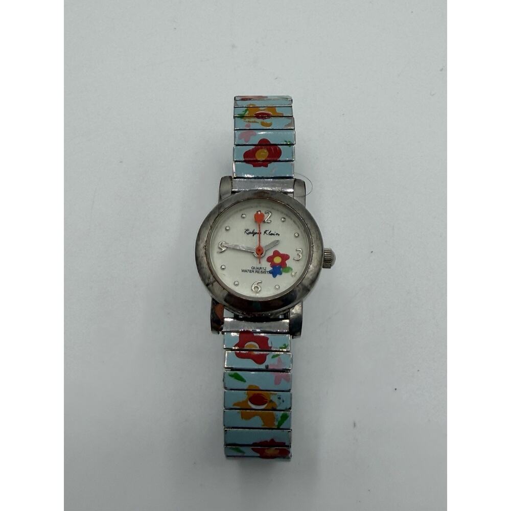 Vintage Petite By Ralph Klein Floral Steel Stretch Band Girls Watch Need Battery
